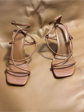 Open Edit Rachel Sandals Brown Size 9 Minimal Leather NWOT